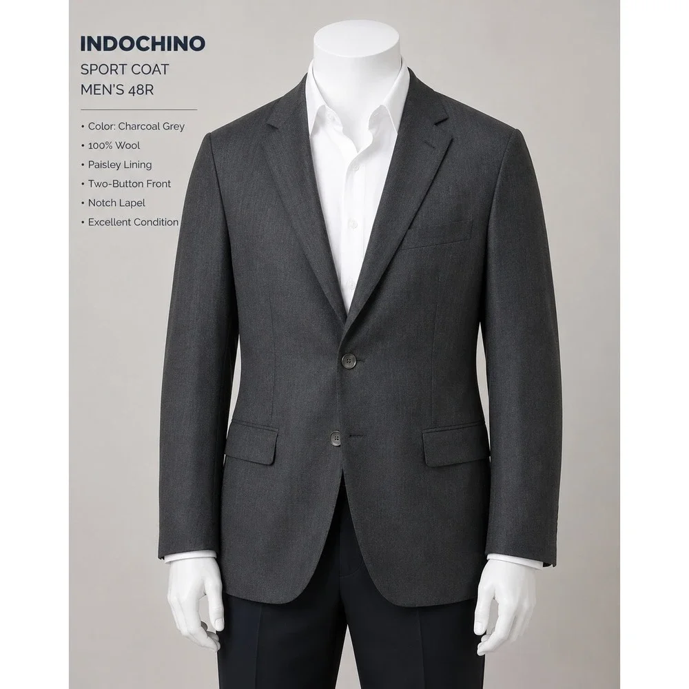 Indochino Blazer Mens 48 Gray Professional Wool Paisley Lining Sports Coat‎